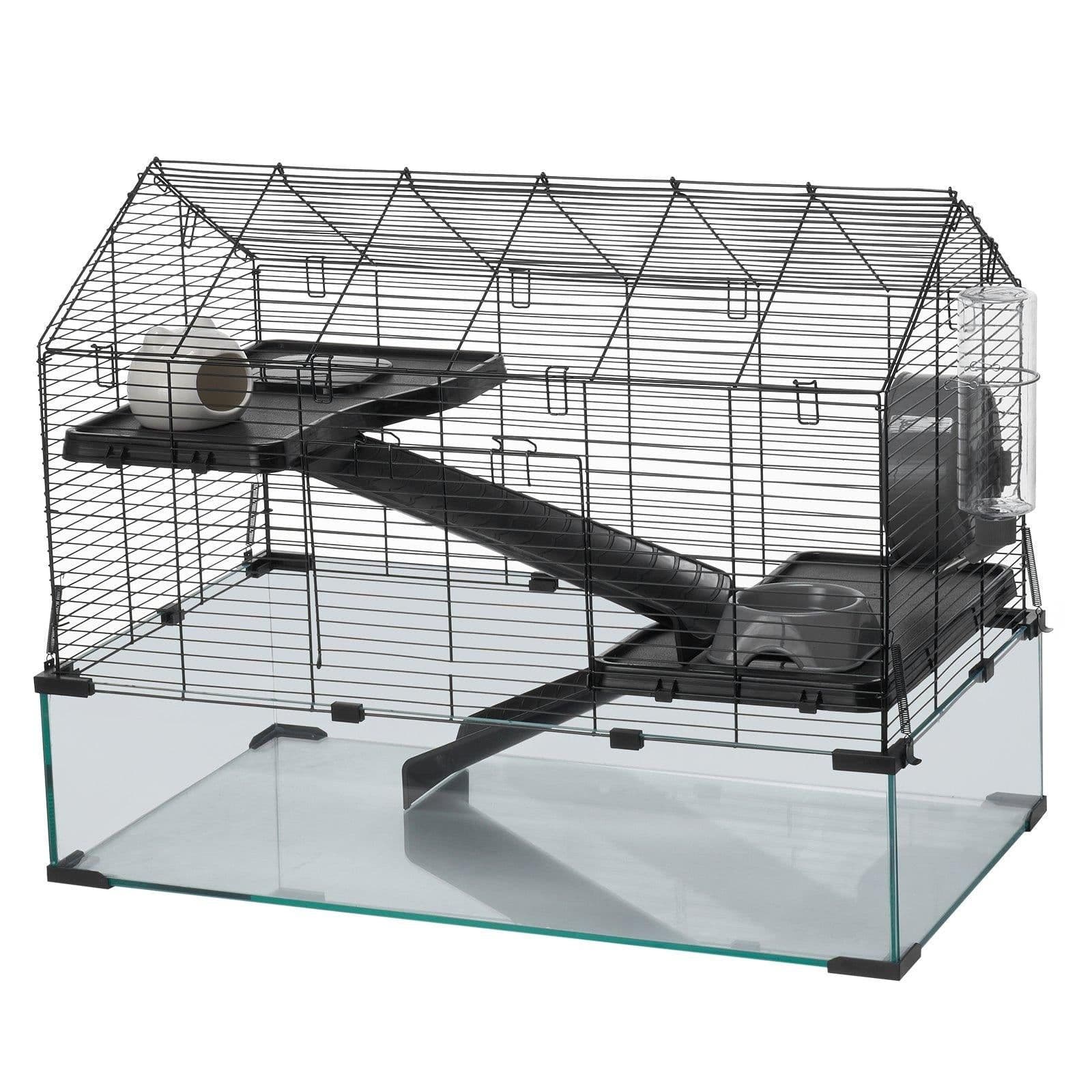 image-VEVOR Hamster Cage, 360° Viewing Transparent Hamster Habitats, Small Animal Cage, 29.5 x 17.3 x 24 in, Ventilated Pet Mouse Cages with Water Bottle, Portable Hamster House for Rats, Guinea Pigs
