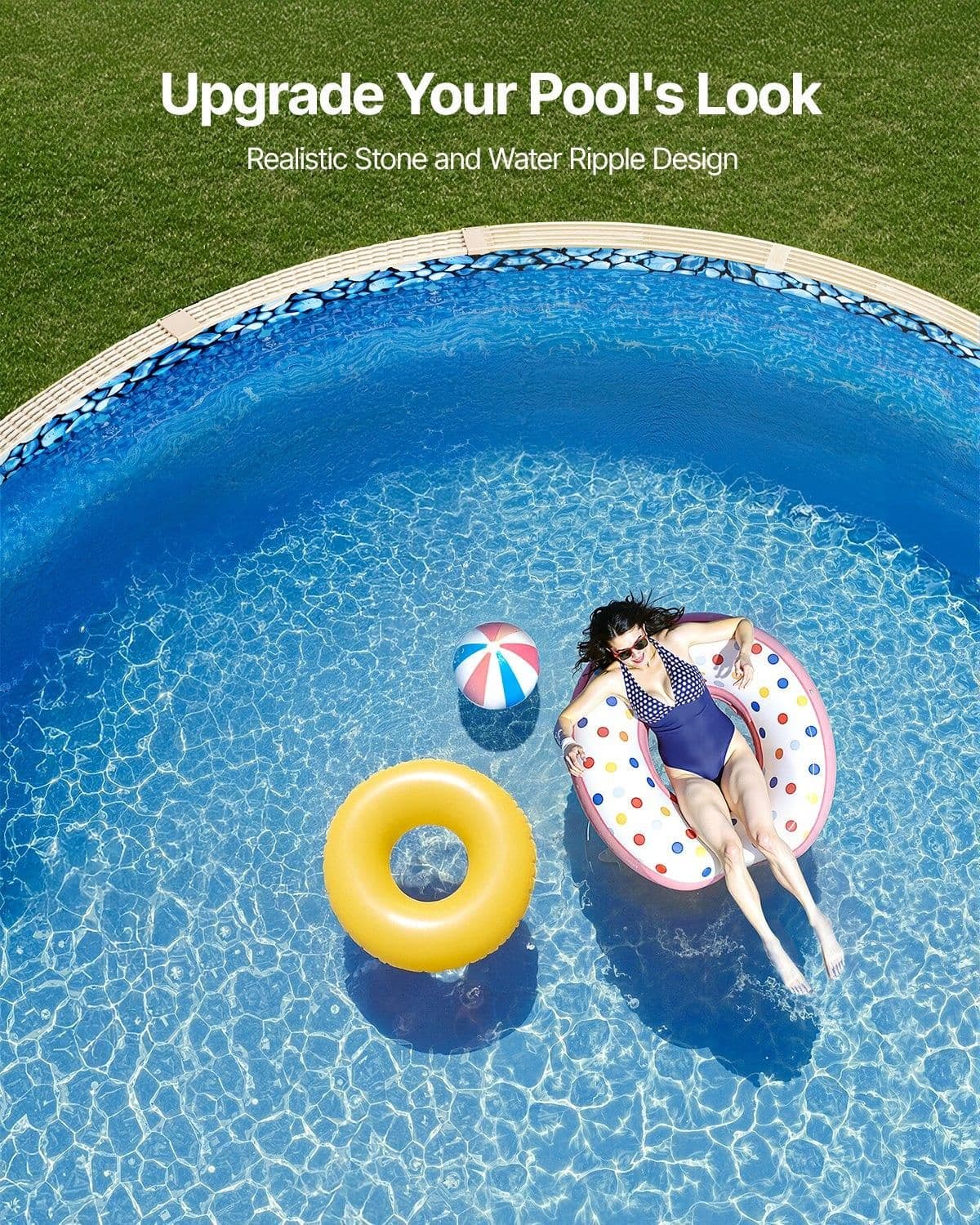 image-VEVOR Pool Liner, 30ft Round Pool Liner, Uinbead Style, Durable Vinyl Pool Liner, Standard Gauge, 52in Wall Height, Pool Liner Replacement for Steel Sided Above-Ground Swimming Pools