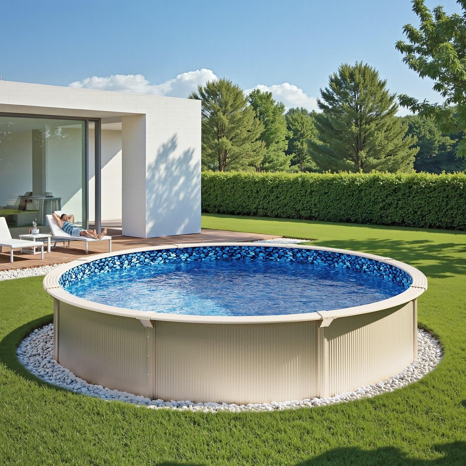 image-VEVOR Pool Liner, 30ft Round Pool Liner, Uinbead Style, Durable Vinyl Pool Liner, Standard Gauge, 52in Wall Height, Pool Liner Replacement for Steel Sided Above-Ground Swimming Pools