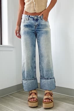 image-Myosotis High Rise Button Zip Fly Jeans - Medium Wash