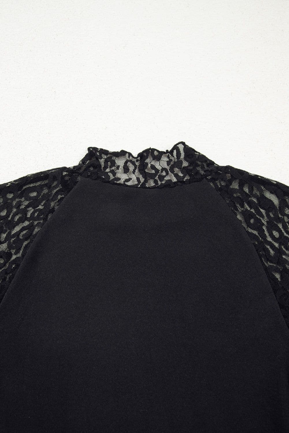 image-Black Leopard Mesh Patchwork Knit Long Sleeve Top