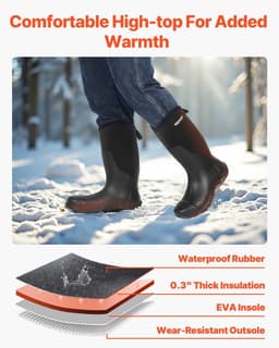 image-VEVOR Men's Steel Toe Rubber Boots, Protective Footwear, Waterproof Rain Fishing Boots, Outdoor Non-Slip Work Shoes, Lightweight and Durable, for Manufacturing, Construction, Farming, Size 12 US