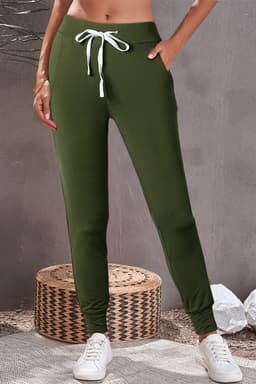 image-Black Drawstring Waist Pocketed Joggers