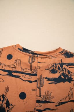image-Chestnut Desert Sand Print Short Sleeve Knit Top