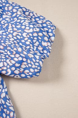 image-Ashleigh Blue Leopard Print V-Neck Puff Sleeve Shirt
