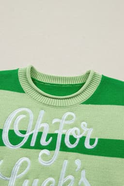 image-Green Stripe Oh for Lucks Sake St Patricks Day Short Sleeve Sweater