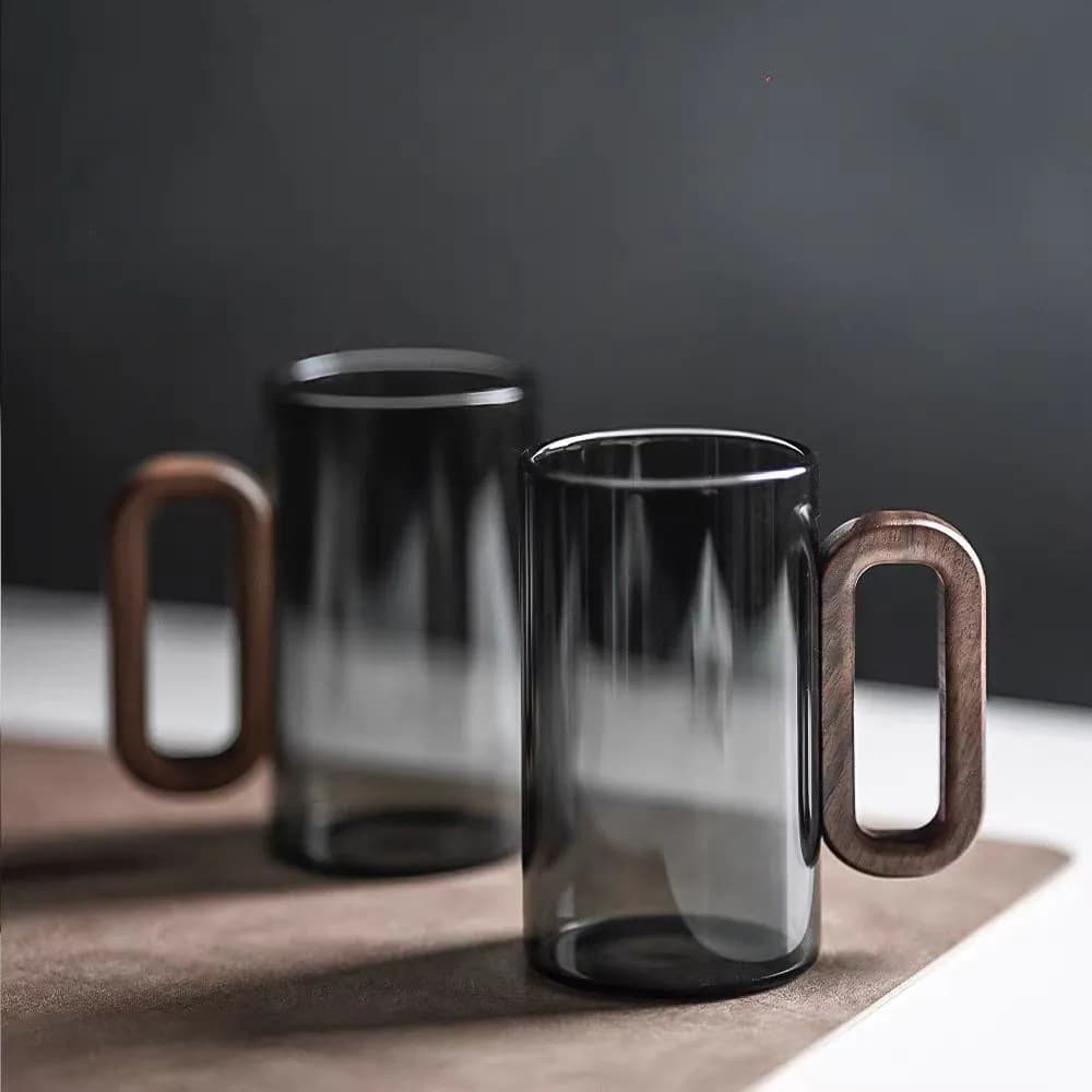 image-Household Borosilicate Glass Smoky Gray Water Cup