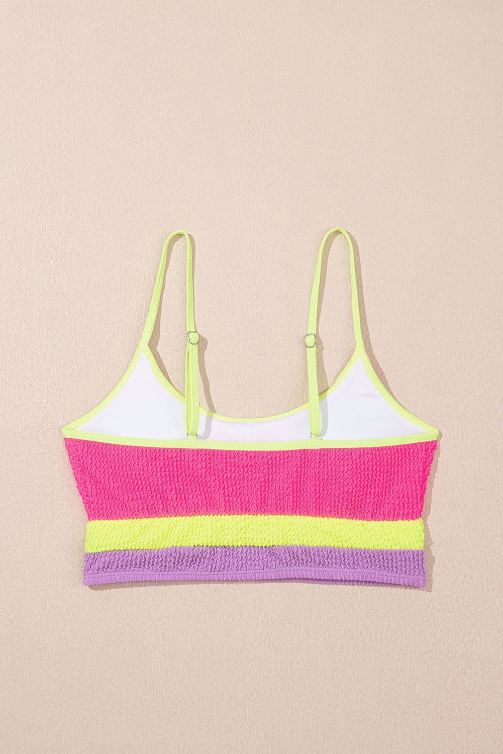 image-Rose Red Color Block High Waisted Bikini Set
