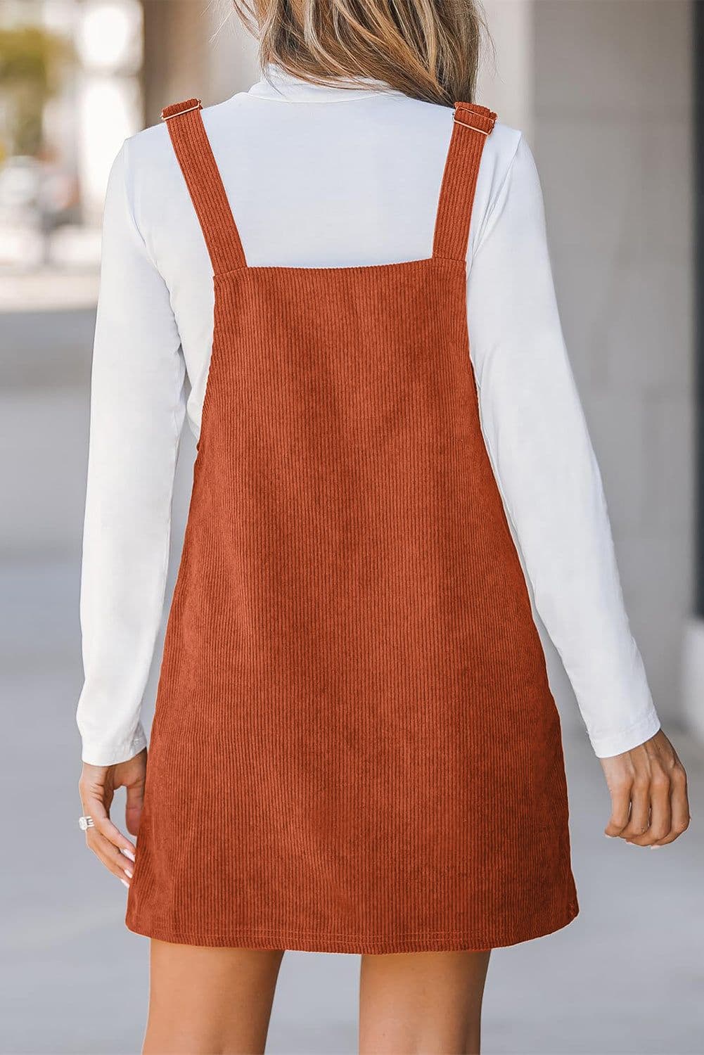 image-Vineyard Green Corduroy Overall Dress Sleeveless