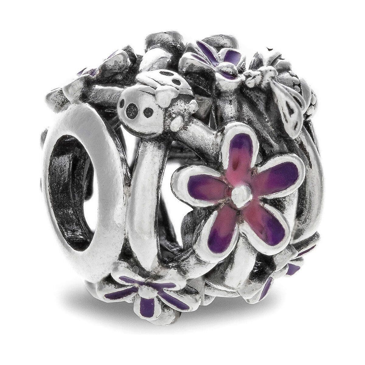 image-Ladies' Beads Pandora OPENWORK PURPLE DAISY Silver Purple