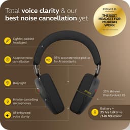 image-Bluetooth Headband Headphones Jabra EVOLVE3 85 UC LINK390C Black