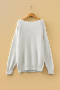 image-White Asymmetric Neck Drop Shoulder Baggy Sweater