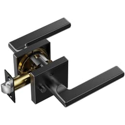 image-VEVOR Privacy Door Handle, 5-Pack Matte Black Door Lever, Right or Left Handing Reversible Lever with Keyless Lock, 45° Rotation to Open, Universal Square Interior for Bathroom and Bedroom Doors