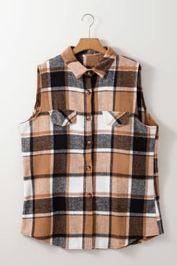 image-Straw Yellow Plaid Collared Vest