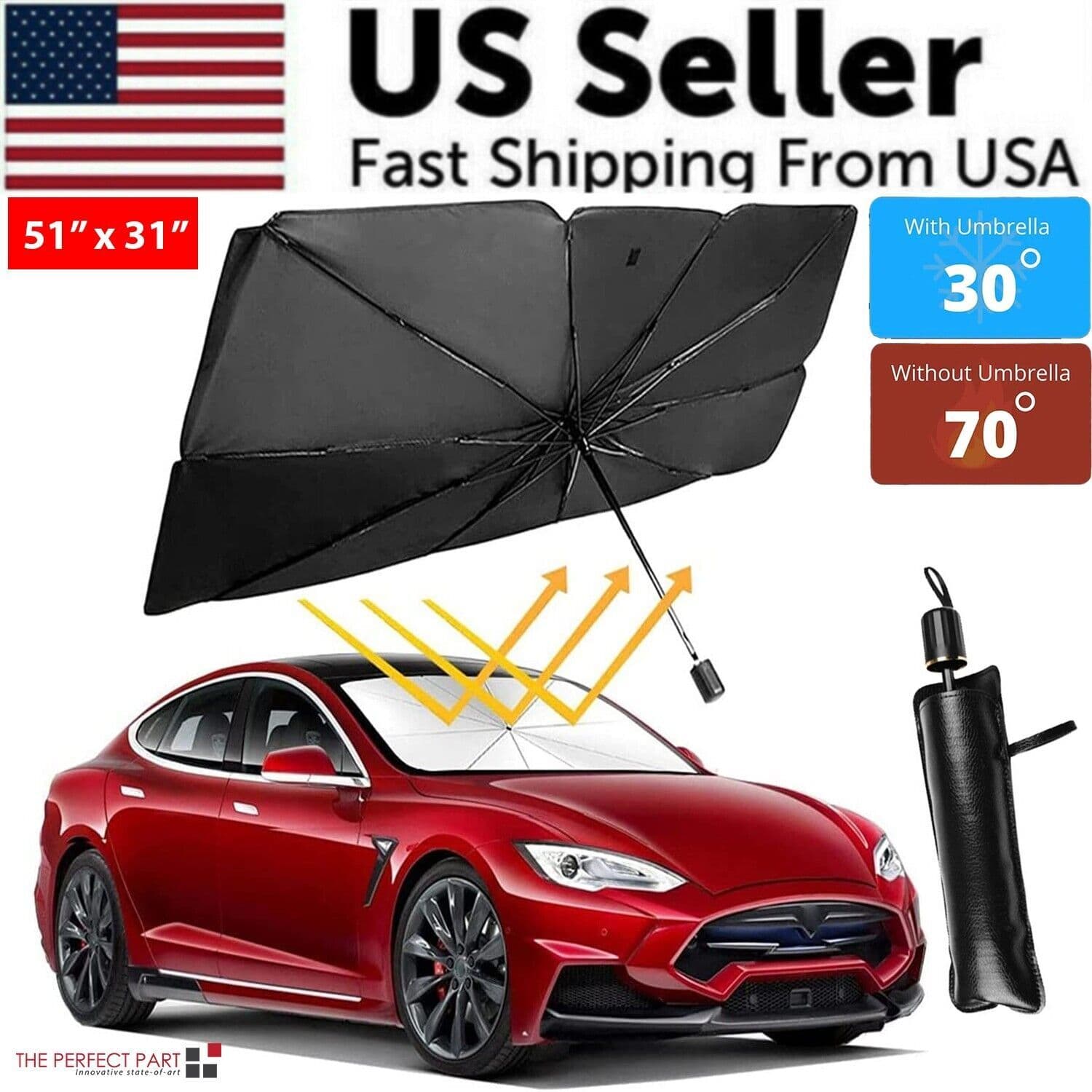image-51" Car Windshield Sun Shade Foldable Umbrella Front Window Cover