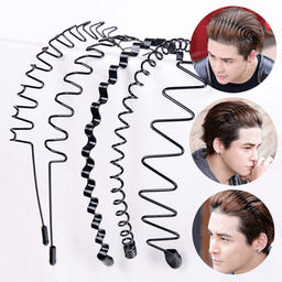 image-6Pcs Metal Hair Headband Wave Style Hoop Band Comb Sports Hairband Men