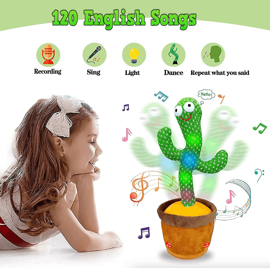 image-Dancing Cactus Plush Toy Doll Electronic Recording Shake With Song
