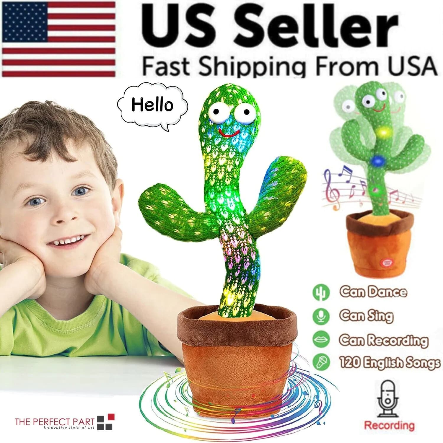 image-Dancing Cactus Plush Toy Doll Electronic Recording Shake With Song
