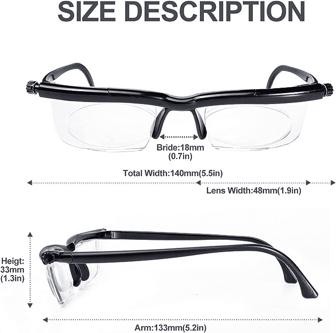image-Dial Adjustable Glasses Variable Focus For Reading Distance Vision
