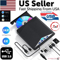 image-External CD DVD Drive for PC Laptop Windows 11 10 USB 3.0 Burner