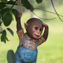 image-Monkey Chimp Hanging Rope Garden Ornament Outdoor Statue Sculpture