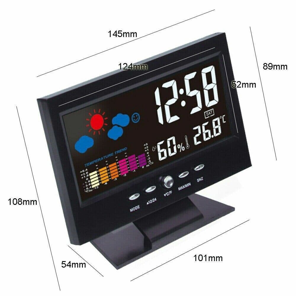 image-LED Digital Alarm Clock Snooze Calendar Thermometer Hygrometer Weather