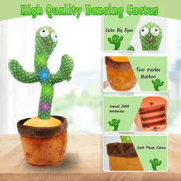 image-Dancing Cactus Plush Toy Doll Electronic Recording Shake With Song