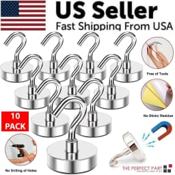 image-10 Pack Dia Strong Magnetic Hook Hanger N52 Neodymium Clamping Magnet