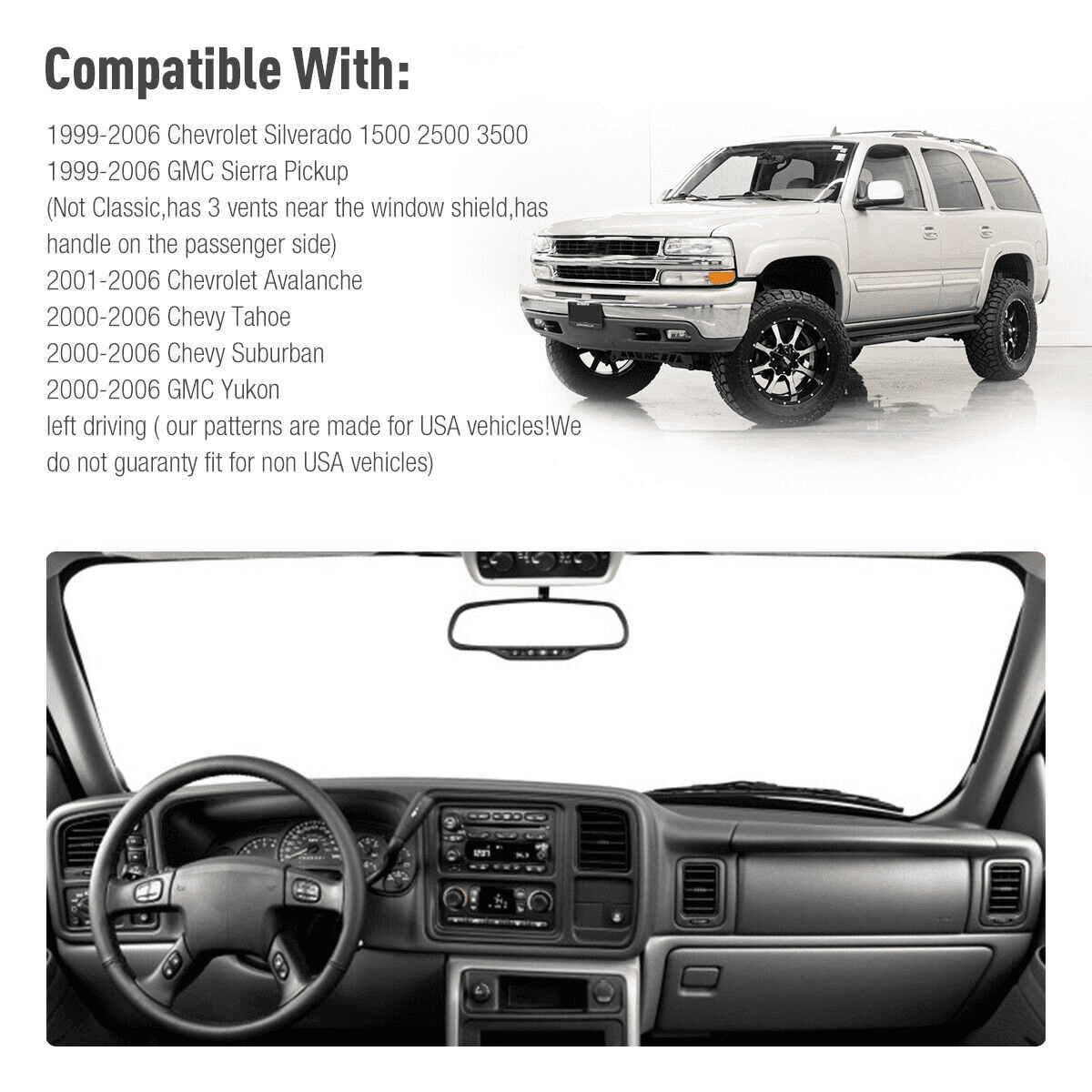 image-Car Dash Cover Mat Dashboard Pad for Chevy Silverado 1500 2500 Tahoe