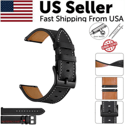 image-18mm 20mm 22mm Classic Genuine Leather Watch Band Strap Quick Release