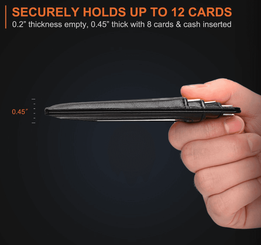 image-Mens Leather Slim Wallet Credit Card Holder RFID Blocking Pocket ID
