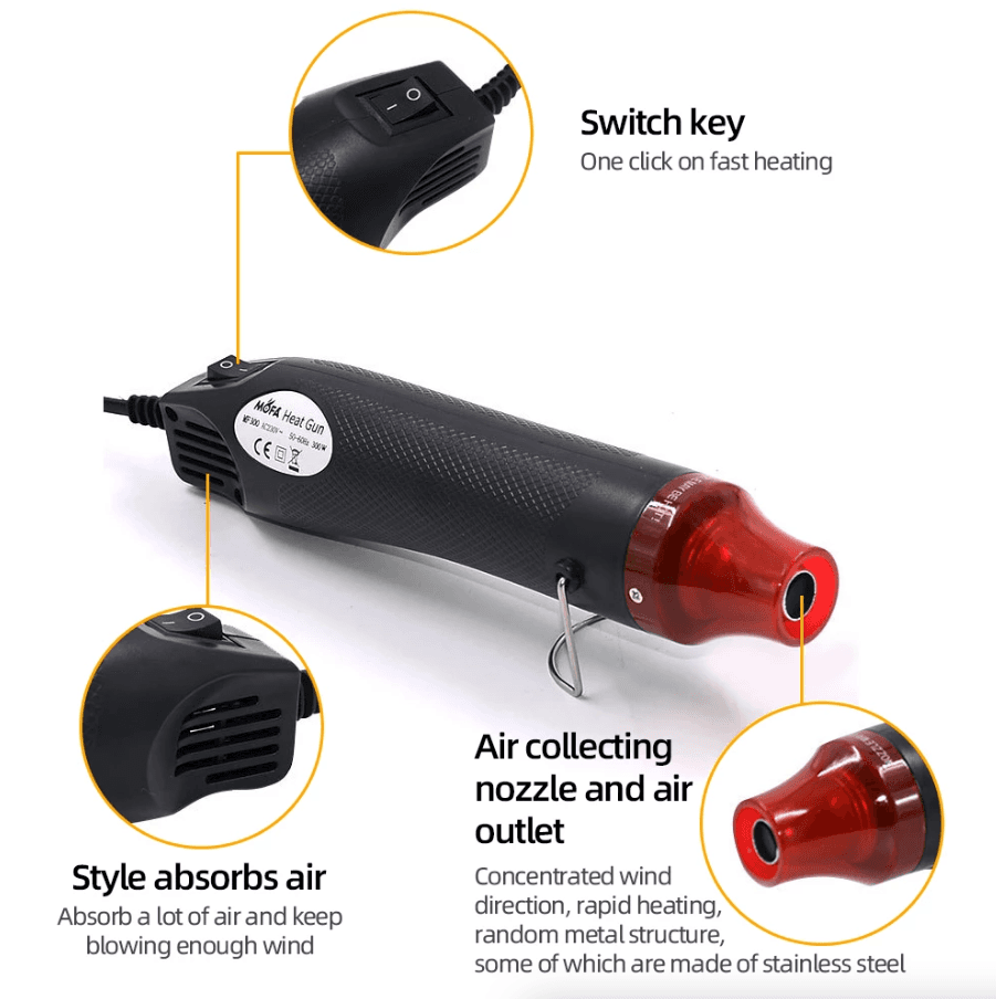 image-Mini Heat Gun DIY Electric Nozzles Tool Hot Air Gun Embossing Drying