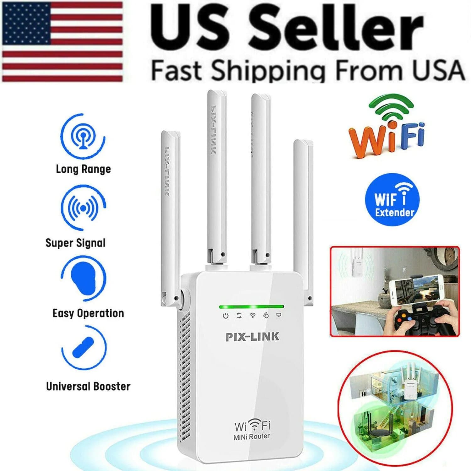 image-1200Mbps WiFi Range Extender Repeater Wireless Amplifier Router Signal