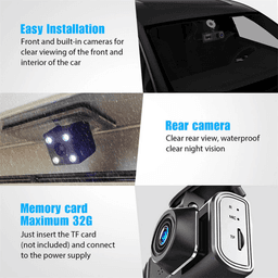 image-Car Dual Lens Dash Cam HD 1080P Front/Rear/Inside Video Recorder