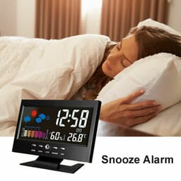 image-LED Digital Alarm Clock Snooze Calendar Thermometer Hygrometer Weather