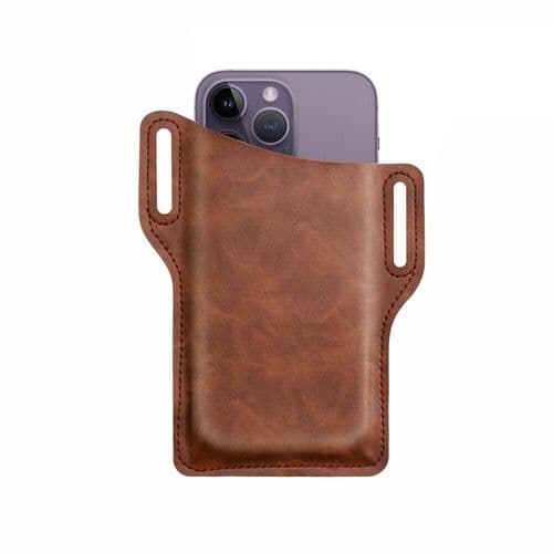 image-Men Cell Phone Belt Pack Bag Loop Waist Holster Pouch Case Leather