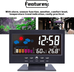 image-LED Digital Alarm Clock Snooze Calendar Thermometer Hygrometer Weather