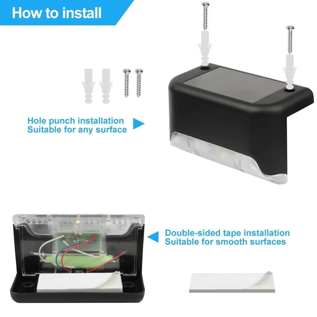 image-8 Pack New Solar Deck Lights Outdoor Waterproof LED Steps Lamps For