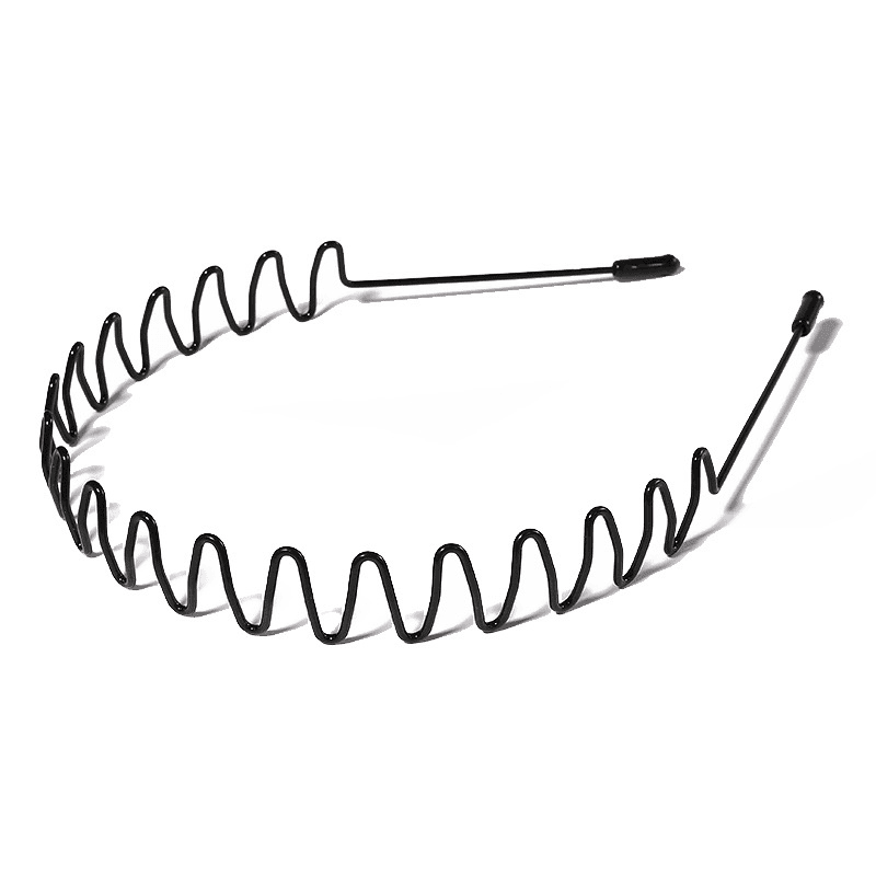 image-6Pcs Metal Hair Headband Wave Style Hoop Band Comb Sports Hairband Men