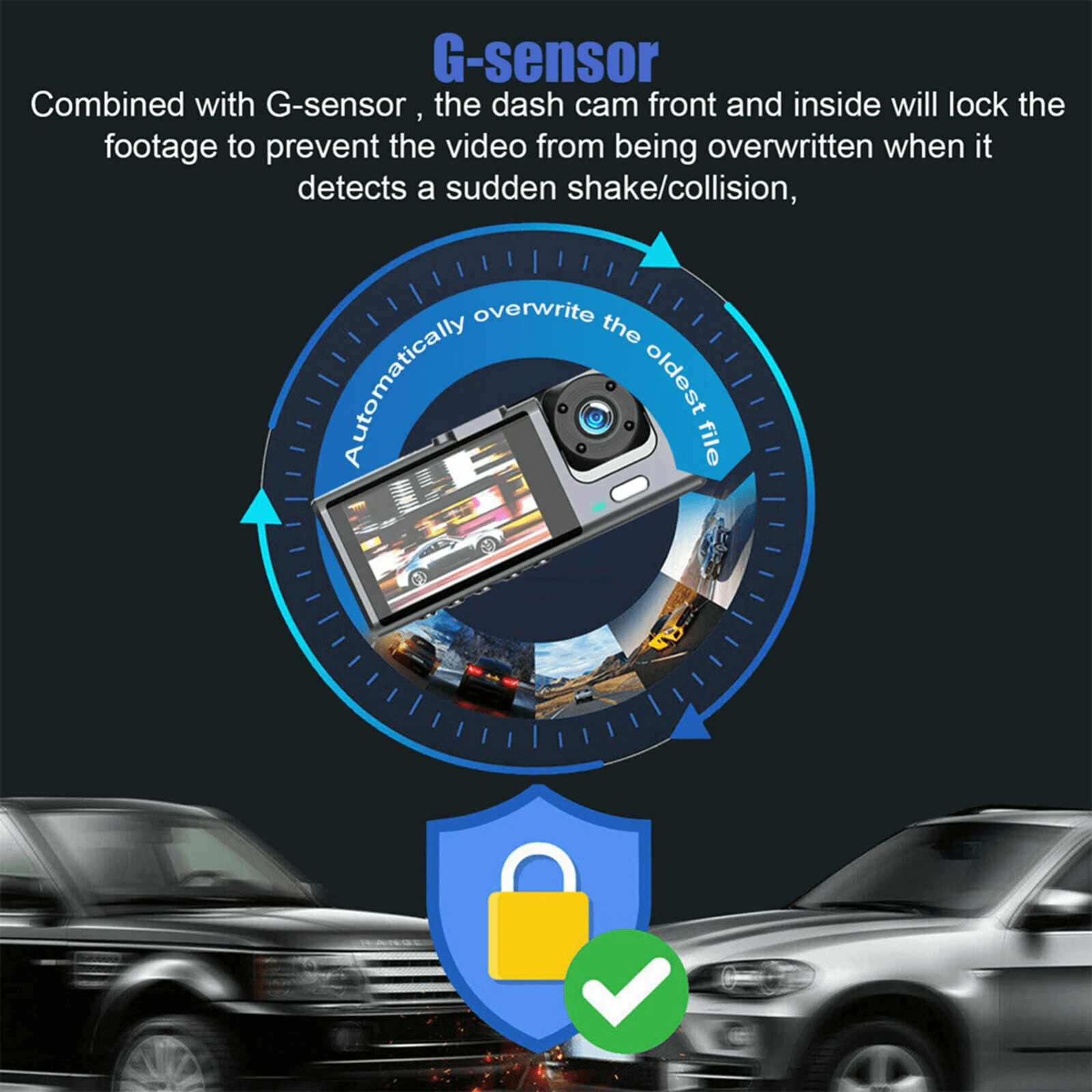 image-Car Dual Lens Dash Cam HD 1080P Front/Rear/Inside Video Recorder