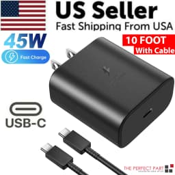 image-45W USB-C Super Fast Wall Charger 10FT Cable For Samsung Galaxy S20