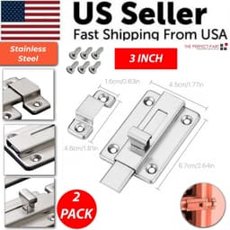 image-2Pcs Stainless Steel Latch Sliding Silver Doors Lock Keyless Door Bolt