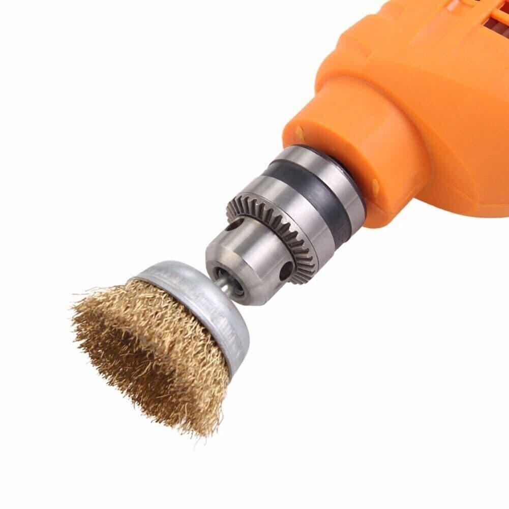 image-2-Pack 3 Pcs Wire Brush Wheel Set Cup Drill Bit Rust Paint Attachment
