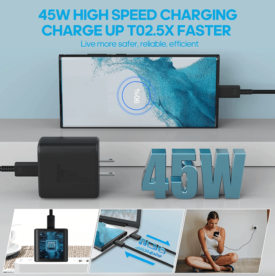 image-45W USB-C Super Fast Wall Charger 10FT Cable For Samsung Galaxy S20