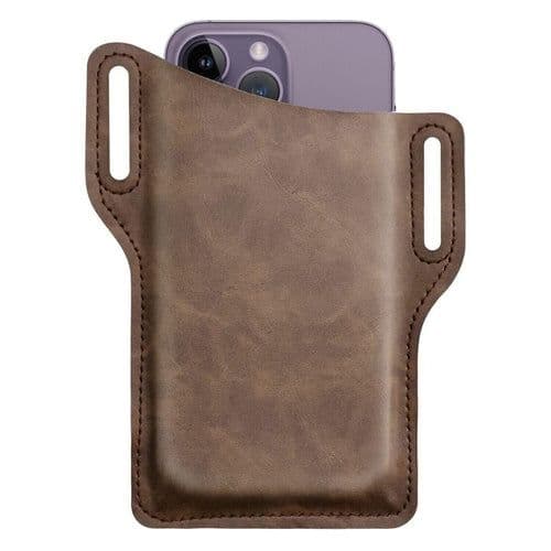 image-Men Cell Phone Belt Pack Bag Loop Waist Holster Pouch Case Leather