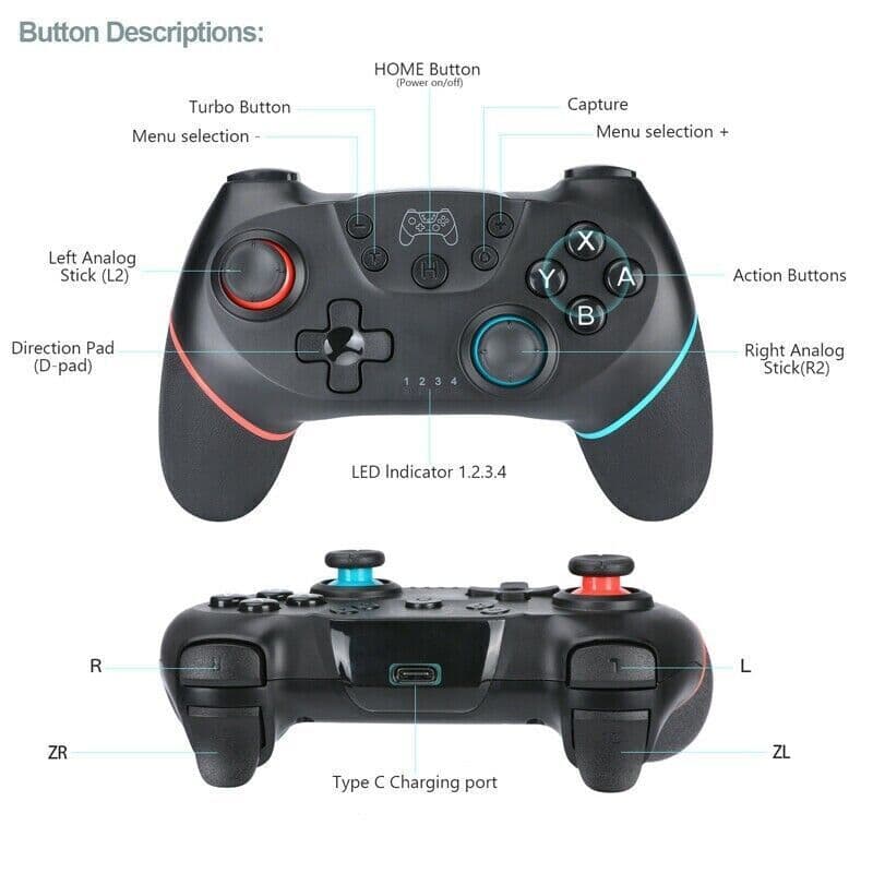 image-Wireless Pro Controller Gamepad For Nintendo Switch Joypad Joystick