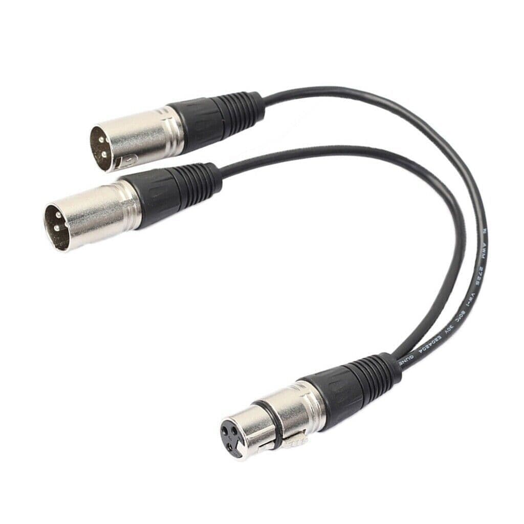 image-3Pin XLR Female Jack To Dual 2 Male Plug Y Splitter Cable Adapter