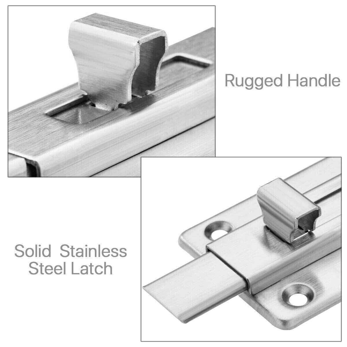 image-2Pcs Stainless Steel Latch Sliding Silver Doors Lock Keyless Door Bolt