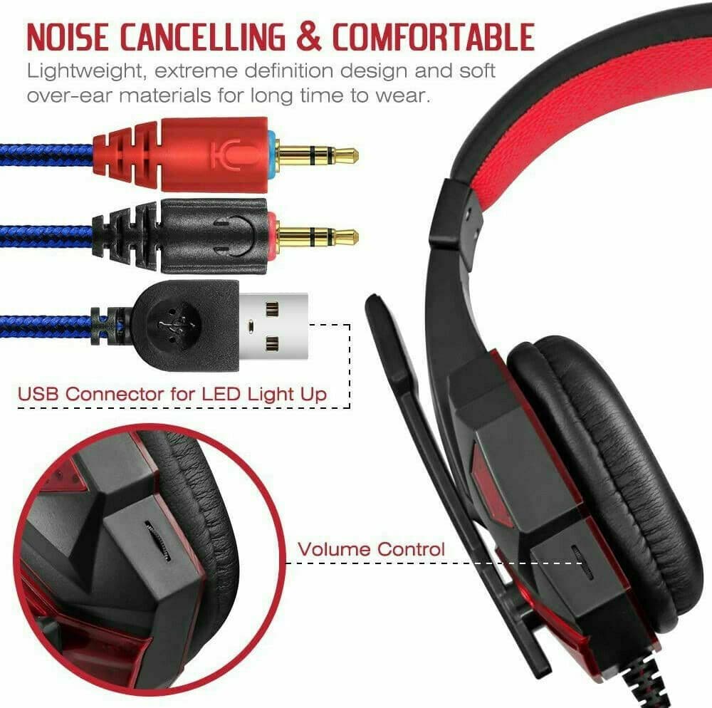 image-3.5mm Gaming Headset Mic LED Headphones Stereo Bass Surround For PC