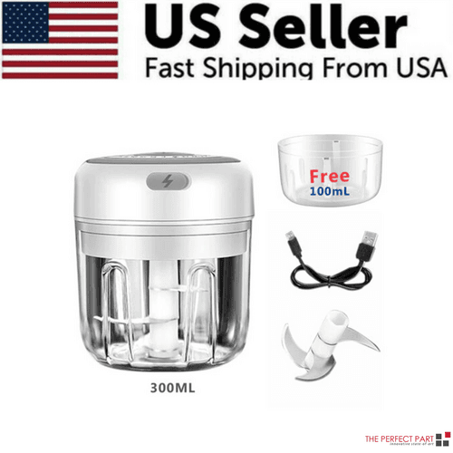 image-Electric 300ML Garlic Press Chopper Chili Onion Fruits Meat Mincer